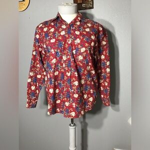 VINTAGE 90s ILIO BUTTON UP FLORA PRINT Sz L  Shirt Women’s Long Sleeve 100%Cotto